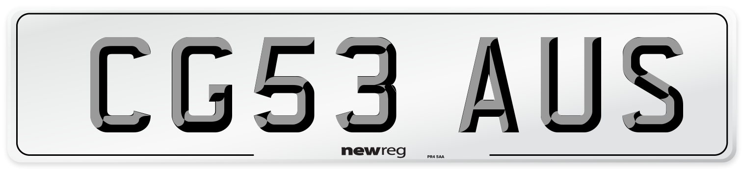 CG53 AUS Number Plate from New Reg